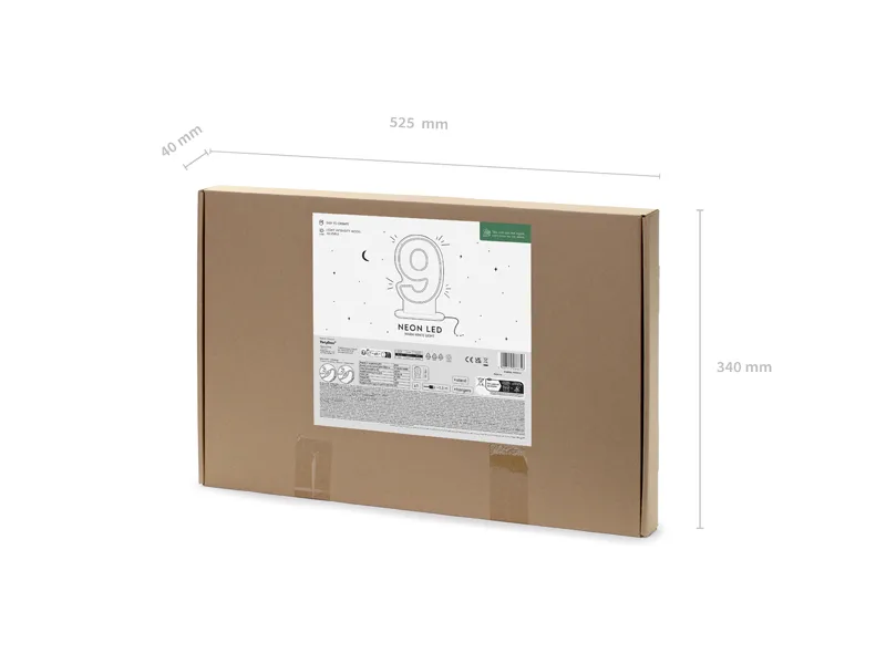 Neon LED - Cyfra ''9'', biały, 50cm