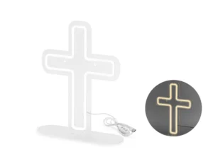 Neon LED Krzyż biały 41x30 cm