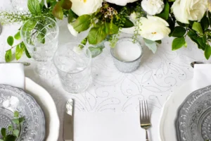 Organza z nadrukiem biała 0.48 x 9m