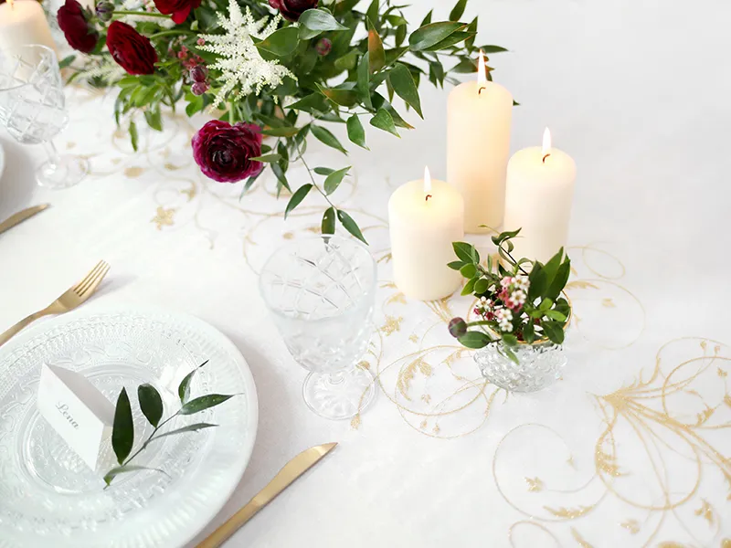 Organza z nadrukiem kremowy, 0.35 x 9 m