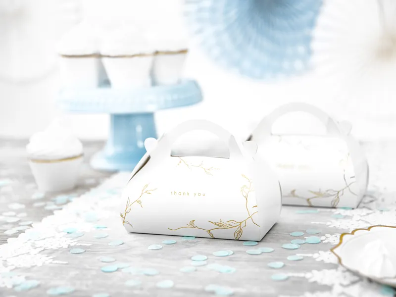 Ozdobne pudełka na ciasto Gałązki złoty 16x8.5x9.5cm