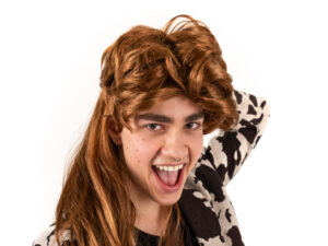 Peruka lata 80 długie włosy rudy