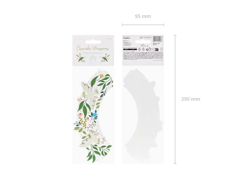 Papilotki na muffinki Kwiaty, 5x7.5x6.5 cm mix