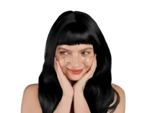 Peruka długie włosy czarny