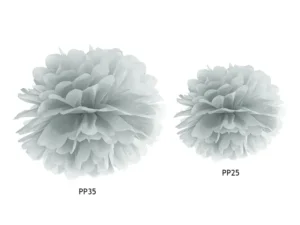 pompon bibułowy srebrny