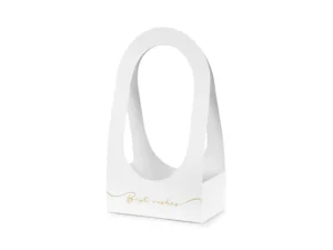 Pudełko na kwiaty flowerbox Best wishes 21.6 x 11.7 x 38.5 cm białe