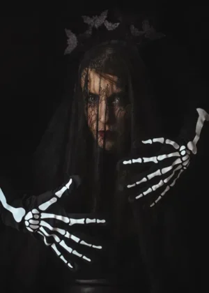 Rękawiczki świecące w ciemności czarne, rozmiar S/M