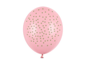 Balony 30 cm Złote Kropki Pastel Baby Pink