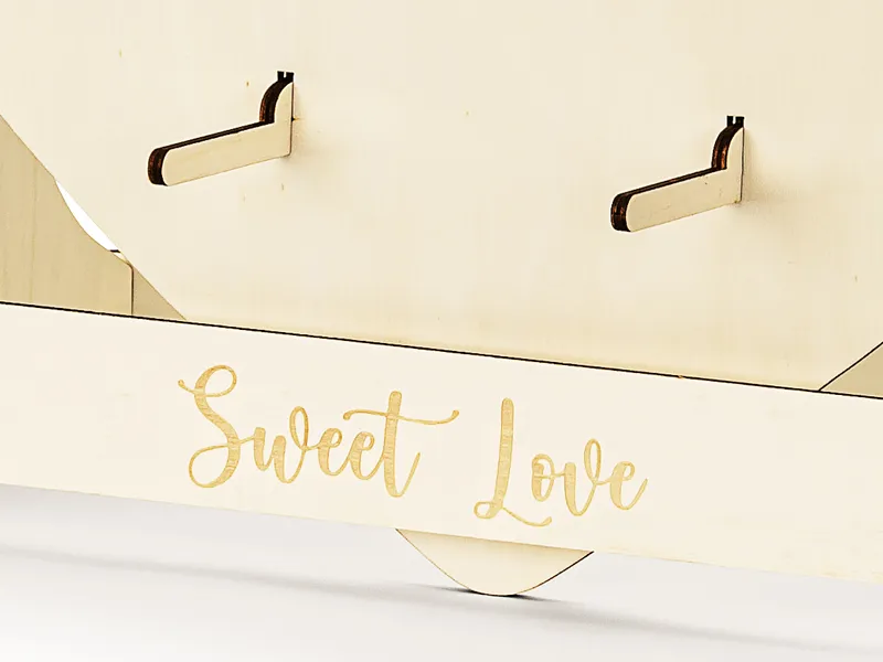 Ściana na Donuty Serce naturalne drewno 65x59cm