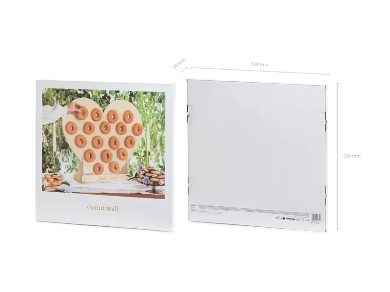 Ściana na Donuty Serce naturalne drewno, 65x59cm