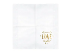 Serwetki - All you need is love, biały 33x33cm (1 op. : 20 szt.)