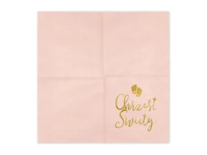 Serwetki Chrzest Święty 33x33cm jasny różowy