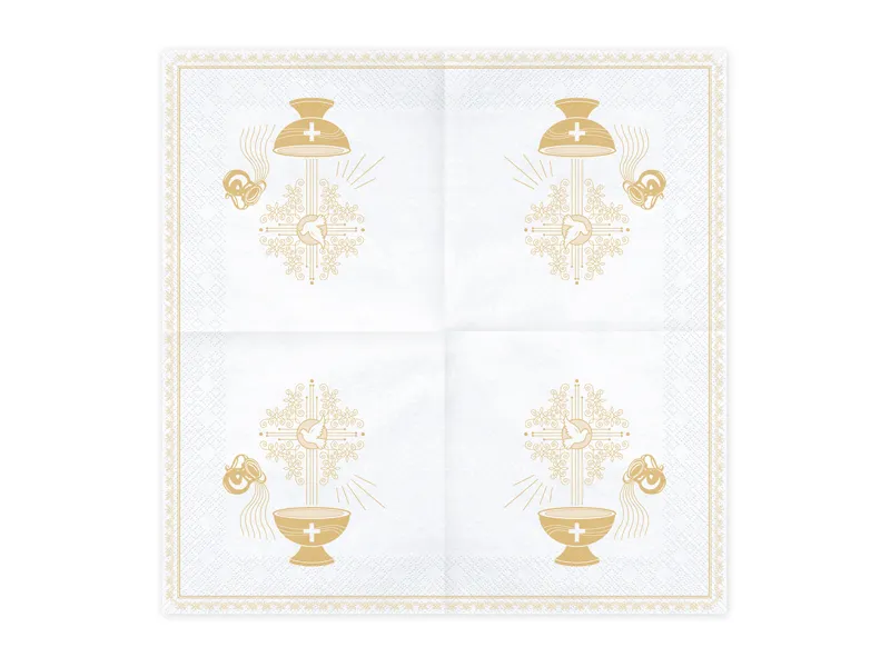 Serwetki Chrzest Święty 33x33 cm złoty