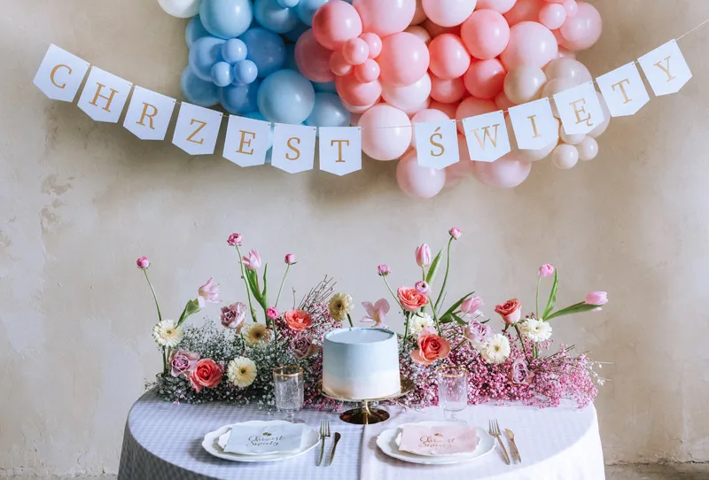 Serwetki Chrzest Święty, 33x33 cm jasny różowy