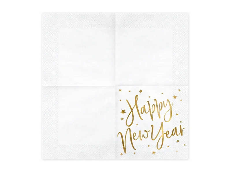 Serwetki Happy New Year biały 33x33cm