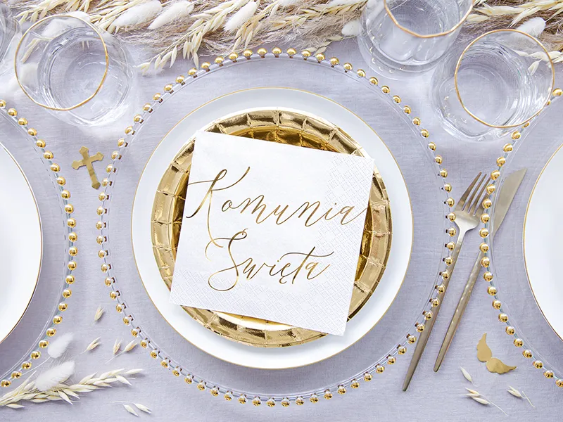 Serwetki Komunia Święta białe 33x33cm