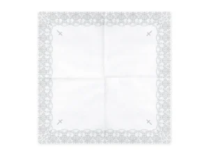 Serwetki Komunijne z ornamentem, 33x33cm srebrny