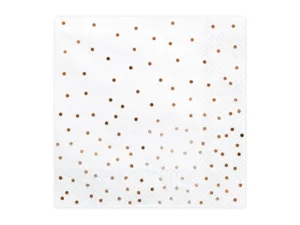Serwetki Kropki rose gold biały 33x33 cm (1 op. : 20 szt.)