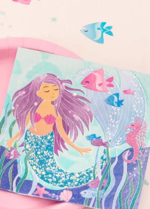 Serwetki urodzinowe Syrenka, 33x33 cm