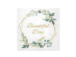 Serwetki weselne Beautiful Day z listkami 33x33 cm
