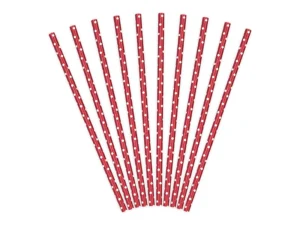 Słomki papierowe czerwone kropki 19.5 cm