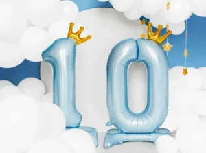 Stojący balon foliowy cyfra ''0'', 84 cm, błękit 2