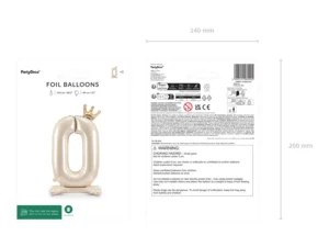 Stojący balon foliowy cyfra ''0'' 84 cm jasny krem