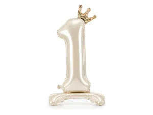Stojący balon foliowy cyfra ''1'' 84cm jasny krem