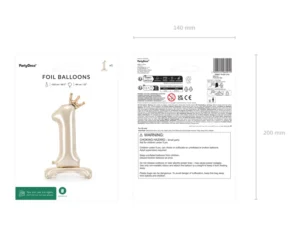 Stojący balon foliowy cyfra ''1'' 84 cm jasny krem