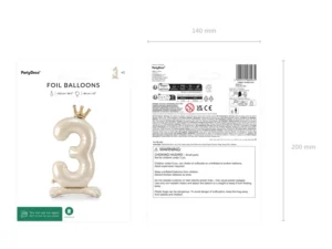Stojący balon foliowy cyfra ''3'' 84 cm jasny krem