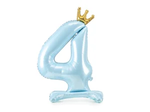 Stojący balon foliowy cyfra ''4'', 84 cm, błękit 1