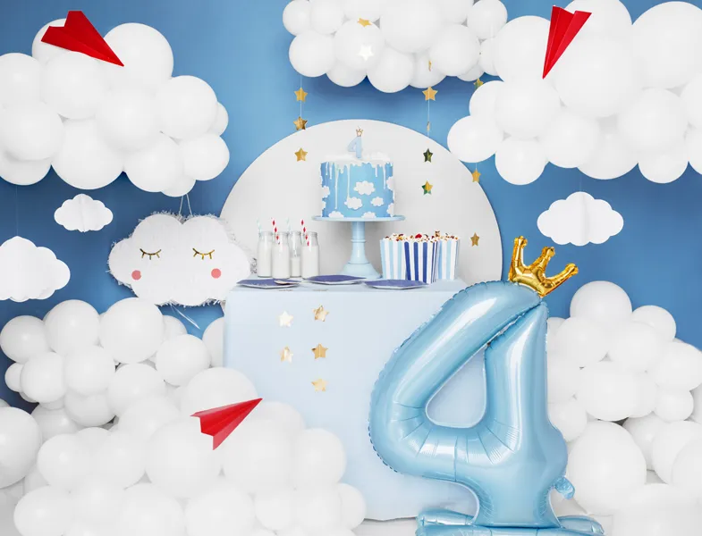 Stojący balon foliowy cyfra ''4'', 84 cm, błękit 3