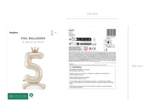 Stojący balon foliowy cyfra ''5'' 84 cm jasny krem