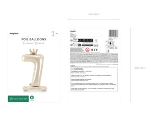 Stojący balon foliowy cyfra ''7'' 84 cm jasny krem