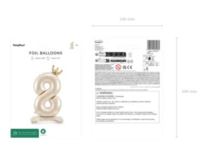 Stojący balon foliowy cyfra ''8'' 84 cm jasny krem