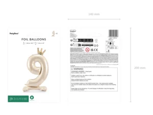 Stojący balon foliowy cyfra ''9'' 84 cm jasny krem
