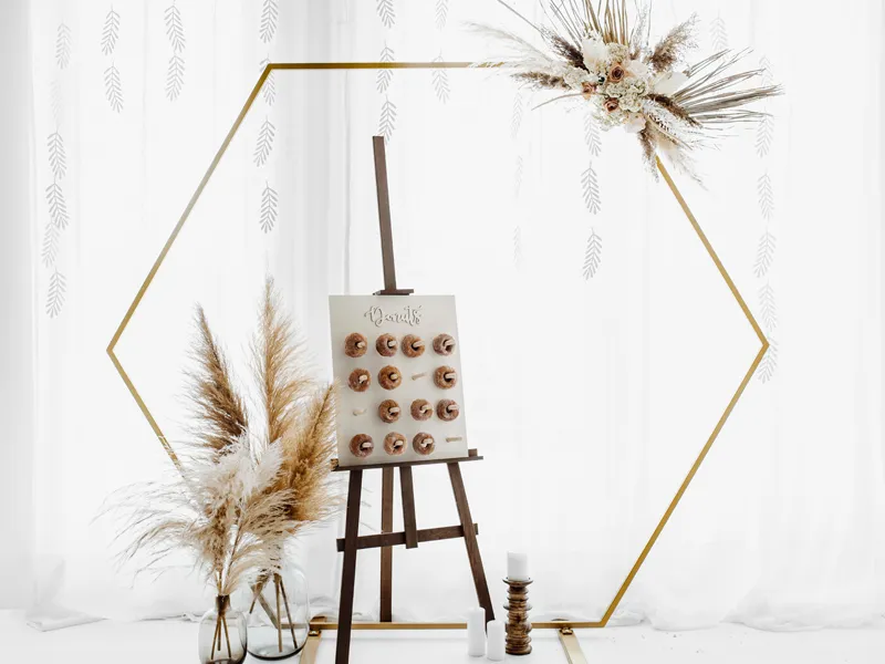 Stojak na tło heksagon, złoty 2m
