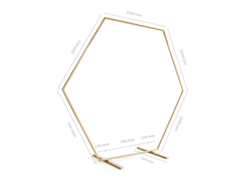 Stojak na tło heksagon, złoty, 2m