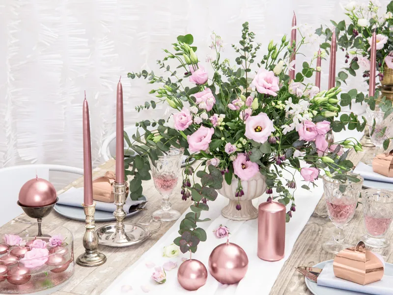 Świeca klubowa metalizowana różowe złoto, 12x6cm