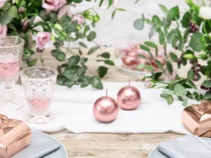 Świeca metalizowana Kula różowe złoto 6cm