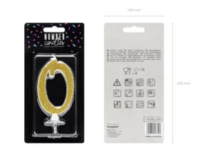 Świeczka urodzinowa Cyferka 0 złoty 10cm