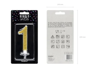 Świeczka urodzinowa Cyferka 1 złoty 10cm