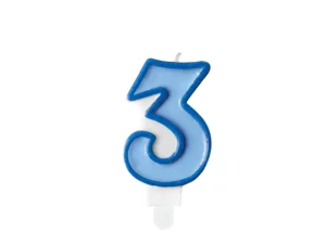 Świeczka urodzinowa Cyferka 3 niebieski 7 cm