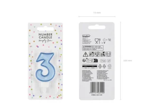 Świeczka urodzinowa Cyferka 3 niebieski 7cm