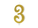 Świeczka urodzinowa Cyferka 3 złoty 10 cm