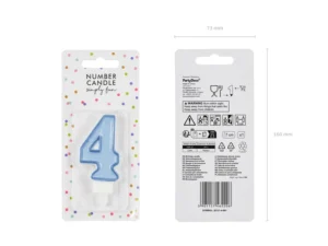 Świeczka urodzinowa Cyferka 4 niebieski 7cm