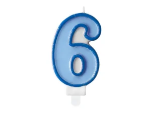 Świeczka urodzinowa Cyferka 6 niebieski 7 cm