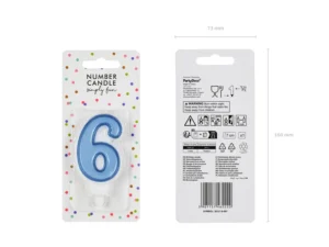 Świeczka urodzinowa Cyferka 6 niebieski 7cm