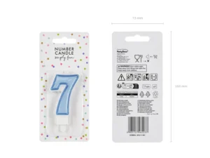 Świeczka urodzinowa Cyferka 7 niebieski 7cm