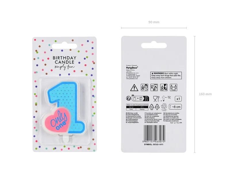 Świeczka urodzinowa Only One błękit 8cm